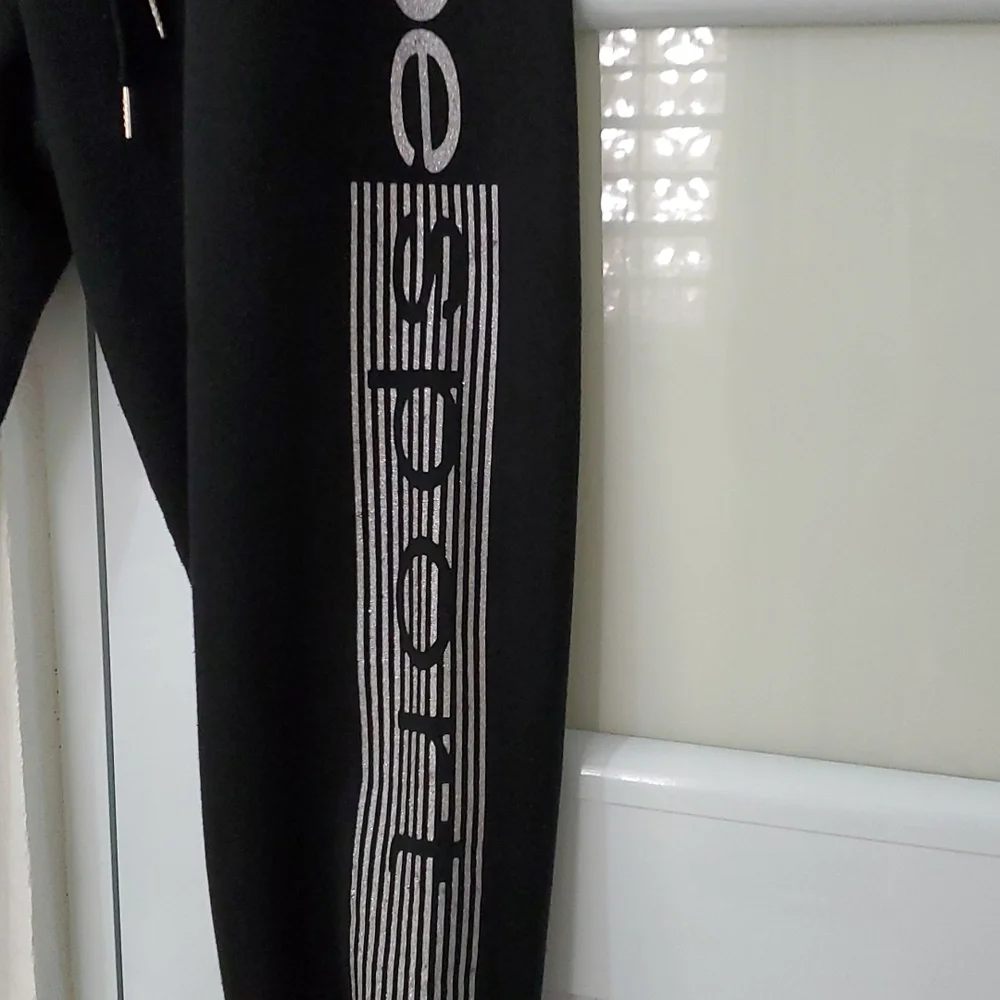 Bebe Black Logo Jogger Pants Women Athleisure Drawstring New Without Tags